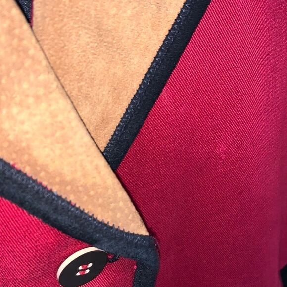 Ruff Hewn Crimson Red Jacket with Suede Lapels Vintage Size Small - Picture 8 of 9